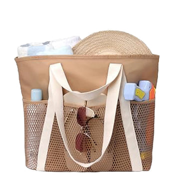 Waterproof Beach Bag with Zipper - 8 Pockets Sandproof Beach Tote Bag for Women, Carry on Tote Bag for Swim Cruise