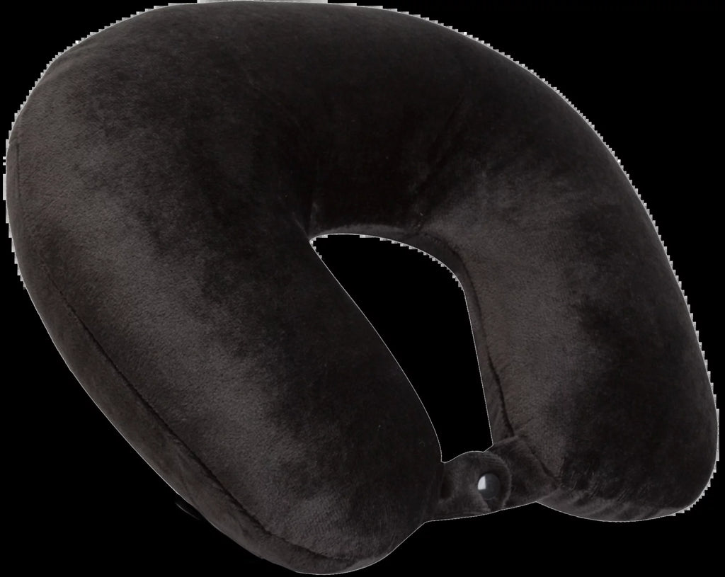 Microfiber Travel Neck Pillow,100% Polyester Fleece Knit, Black, One Size
