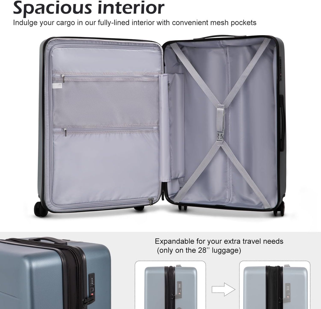 Top Travel 2-Piece Luggage Set - ABS+PC Carry-On and Spinner Trolley with Pocket Compartment