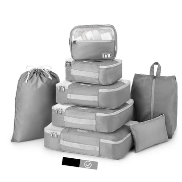 8 Set Packing Cubes, Travel Luggage Organizers ,Gray - Top Travel