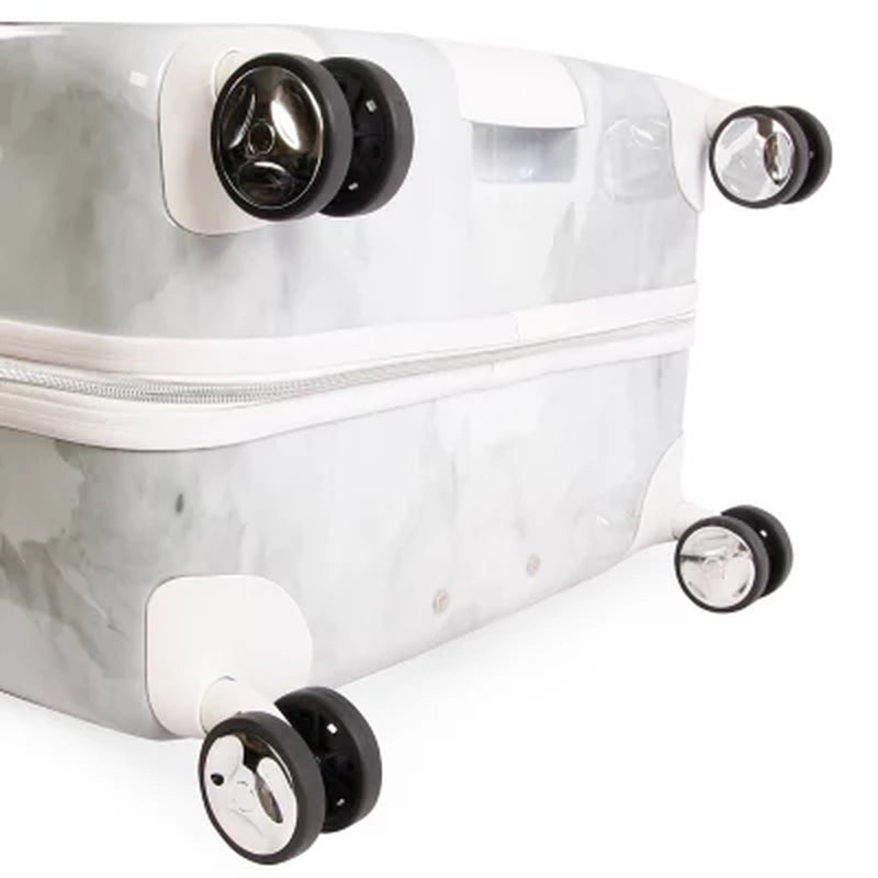 Bebe Lilah 2-Piece Hardside Luggage Set, Silver Marble