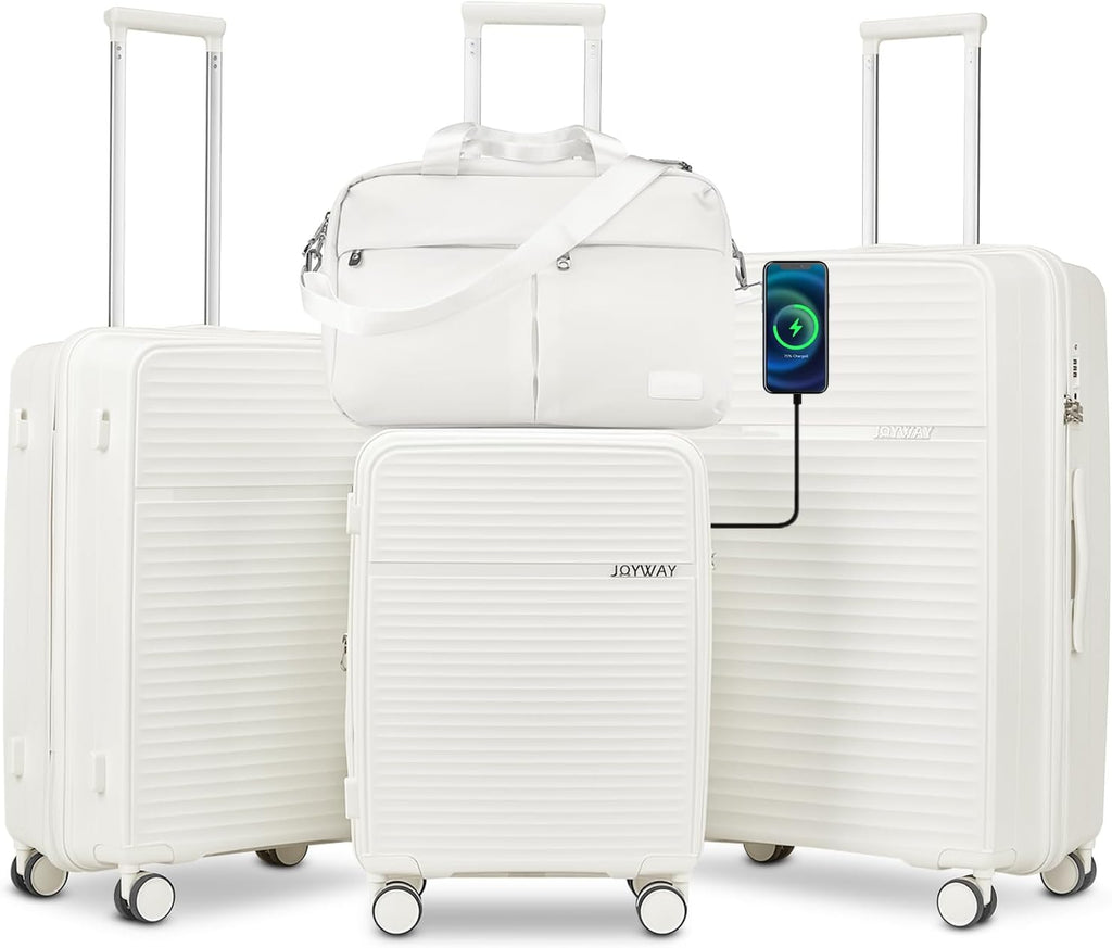 Airline-Approved 20" Expandable Carry-On with Spinner Wheels, Charger and TSA Lock