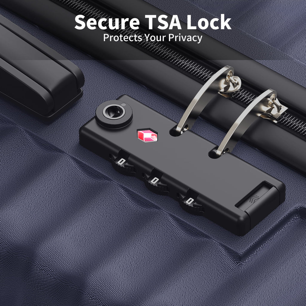 3 Pcs Suitcase Luggage Set ABS Hardshell Hardside with TSA Lock, 20/24/28 Inch Blue
