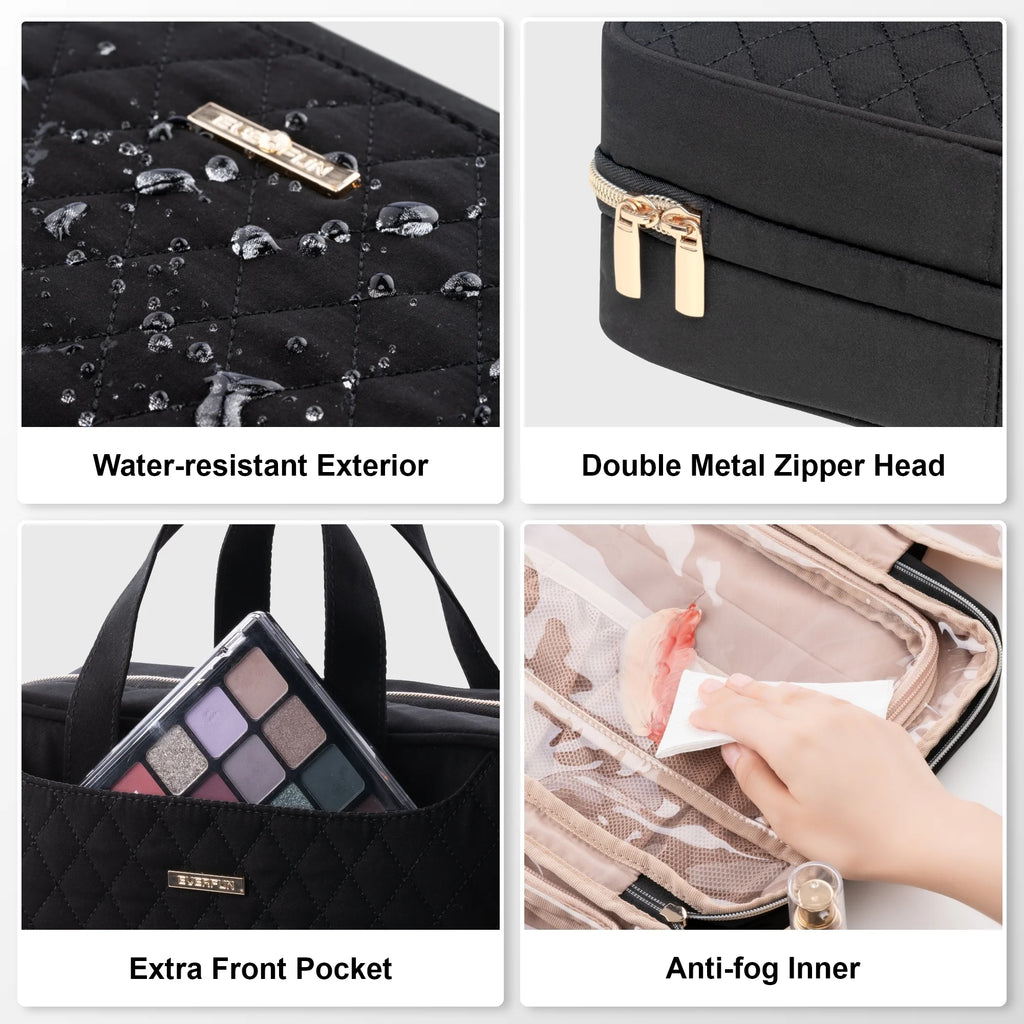 Travel Makeup Bag for Women Hanging Toiletry Bag Cosmetic Organizer, Accessories Kit, Black