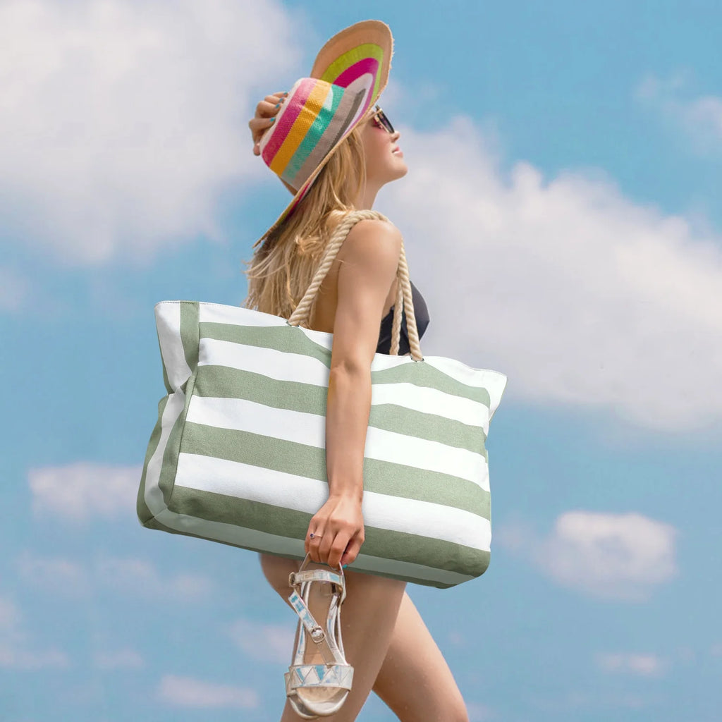 Large Waterproof Beach Tote for Women - Travel Weekender Bag with Zipper