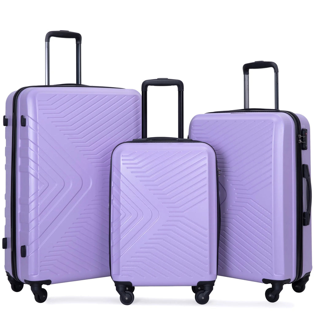 3 Piece Hardshell Luggage Set Hardside Lightweight Suitcase with TSA Lock Spinner Wheels 20In24In28In.(Black)