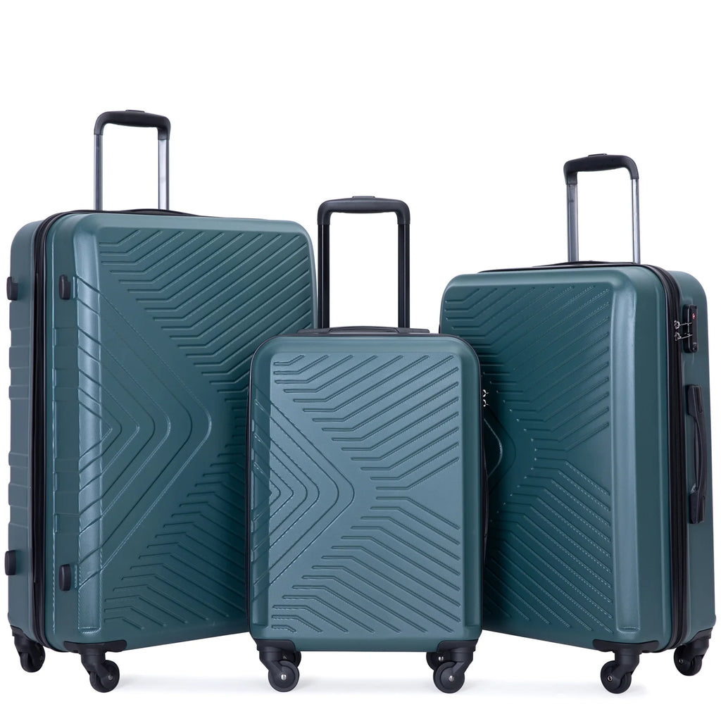 3 Piece Hardshell Luggage Set Hardside Lightweight Suitcase with TSA Lock Spinner Wheels 20In24In28In.(Black)