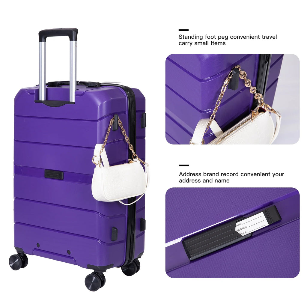3 Piece Hardside Luggage Set Hardshell Lightweight Suitcase with TSA Lock Spinner Wheels - Top Travel
