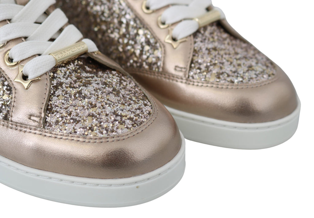 Ballet Pink Glitter Leather Sneakers - Top Travel