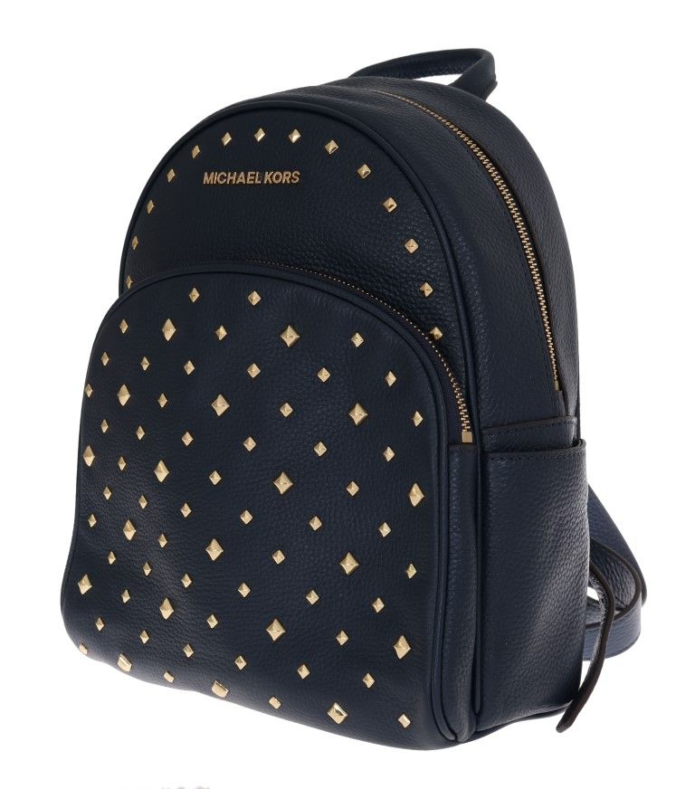 Elegant Leather ABBEY Backpack in Navy Blue - Top Travel