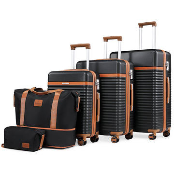 5-Piece Luggage Sets ABS Hardside Spinner Luggage -（Expandable Suitcase20"24"）28-In Checked Luggage - Top Travel