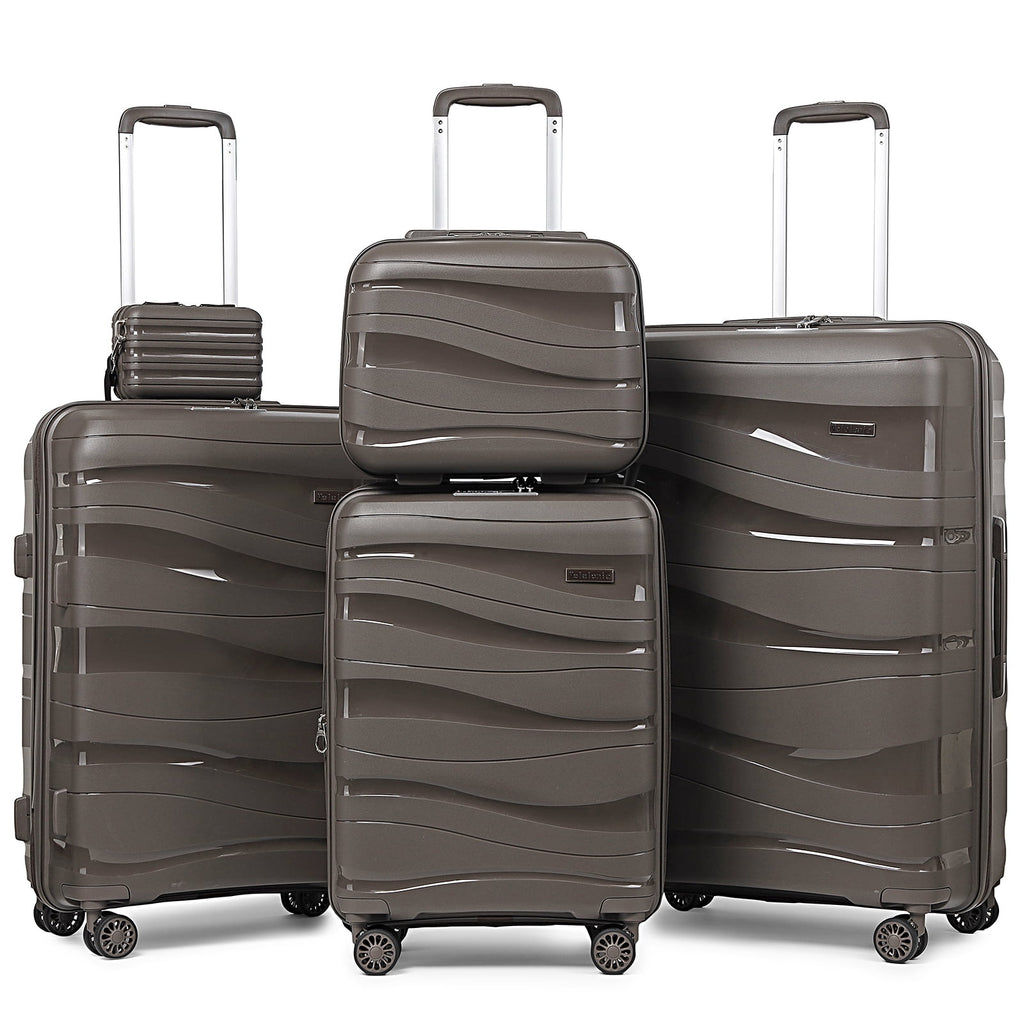 5-Piece Luggage Set PP Hardside Spinner Luggage - （Expandable Carry-On Suitcase20"）（ 24" 28") - Top Travel