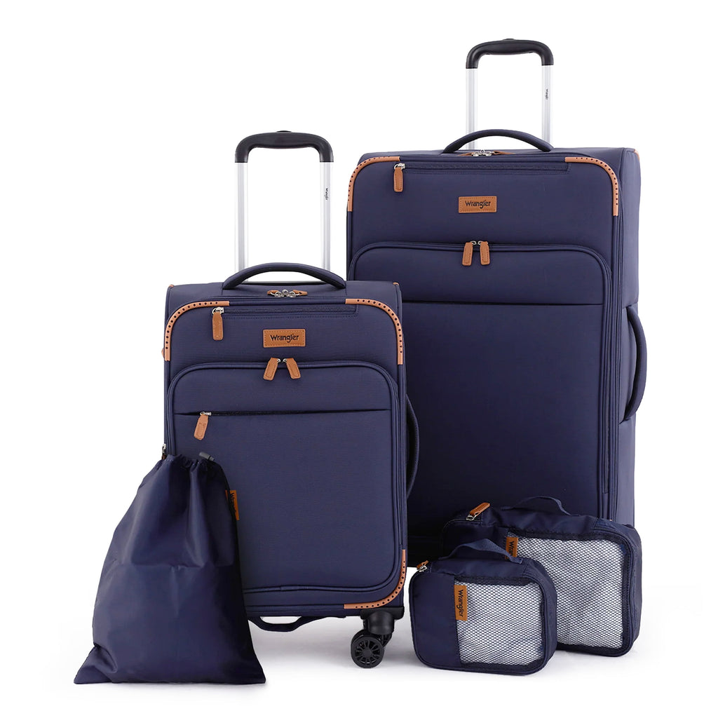 5Pc Soft-Side Spinner Travel Luggage Set, Navy - Top Travel