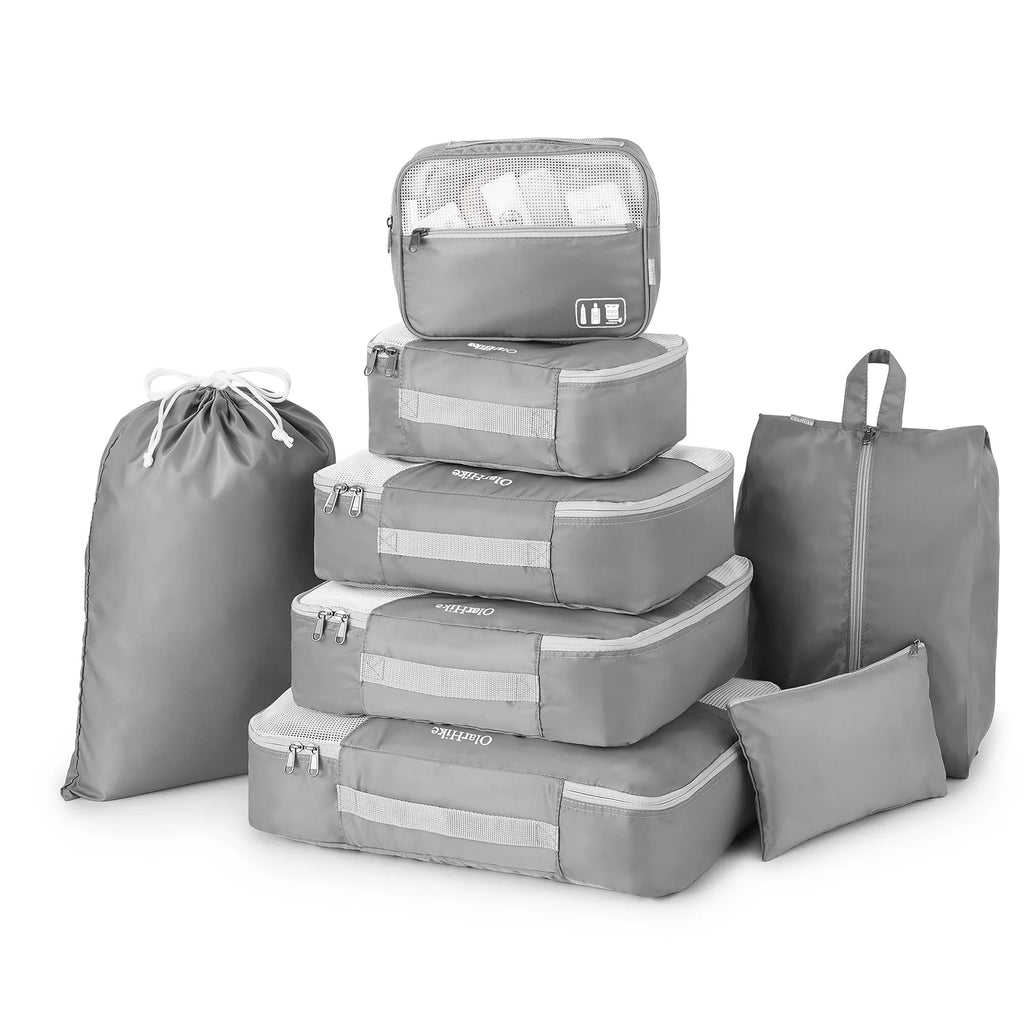 8 Set Packing Cubes, Travel Luggage Organizers ,Gray - Top Travel