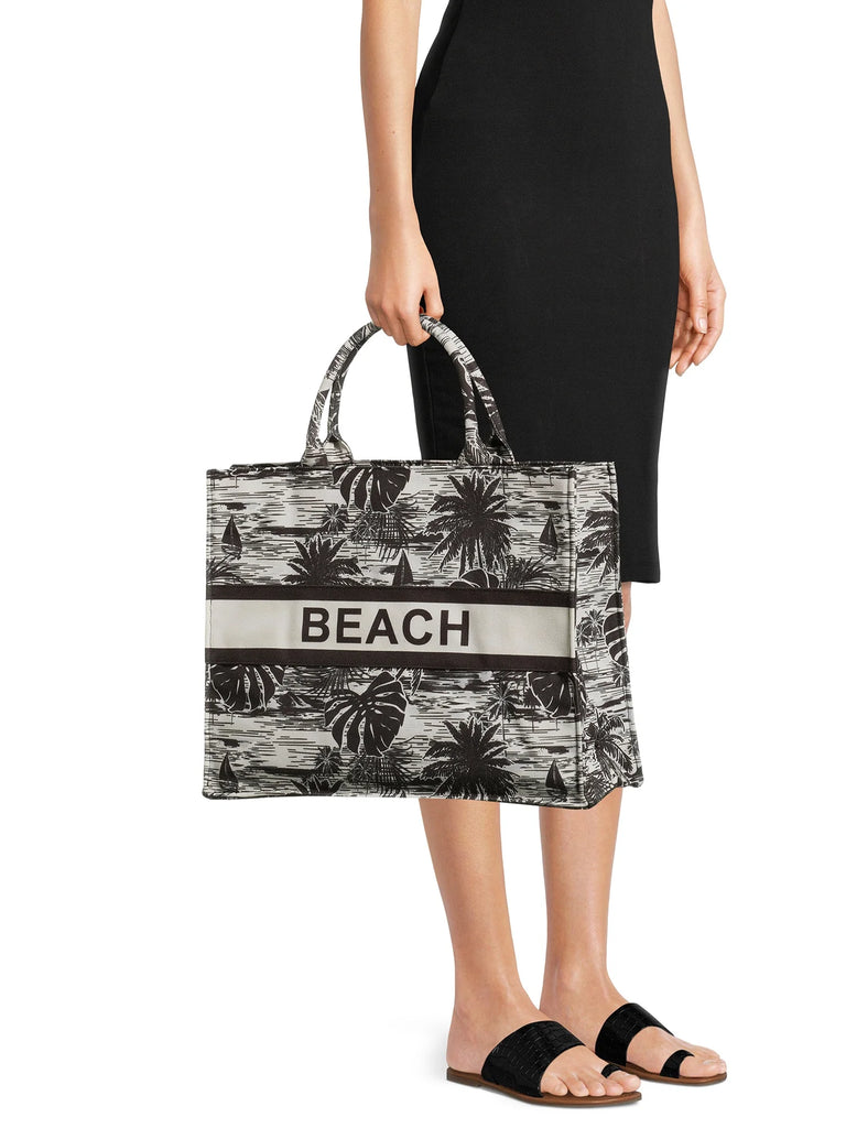 Women'S Beach Canvas Tote Bag Black