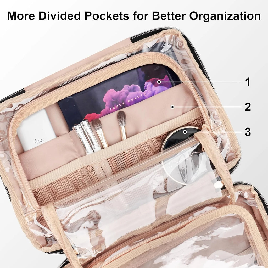 Travel Makeup Bag for Women Hanging Toiletry Bag Cosmetic Organizer, Accessories Kit, Black