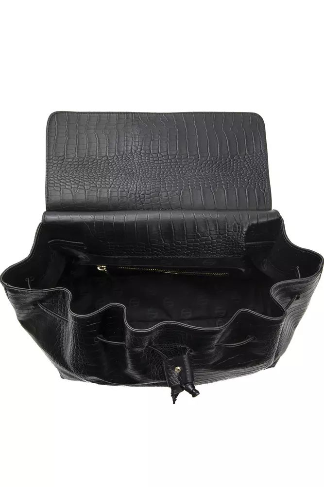Chic Convertible Croc-Print Leather Bag - Top Travel