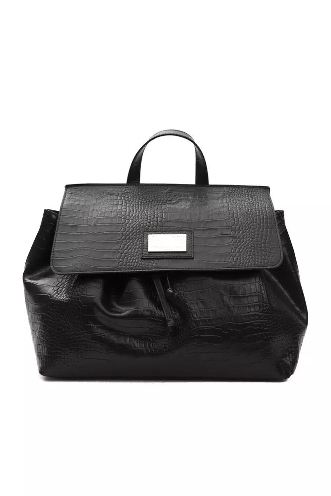 Chic Convertible Croc-Print Leather Bag - Top Travel